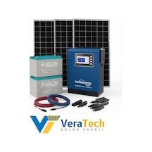 Veratech Güneş Enerjisi Bahçe Evi Solar Paketi 395w Güneş Paneli, 100ah Jel Akü, 3kva İnverter