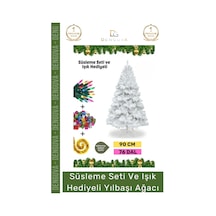 Noelpaketi Lüks Dekoratif Kaliteli Plastik Ayaklı Sık Yapraklı Yeşil Canlı Yeni Yıl Noel Paketi 90 Standart