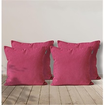 4'lü Kadife Dokulu Kırlent Kılıfı Fuşya-2179 - Fuşya