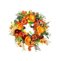 Yunboo 45cm Plastik Sonbahar Takımyanıtı - Kabak Desenli Simülasyon Bitki Çemberi, Ev Ve Kapı Dekorasyonu, Bayram Ve Partiler İçin