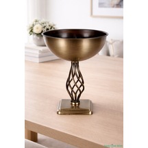 Yapay Çiçek Sitesi Metal Dekoratif Burgu Vazo 39 Cm Bronz