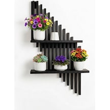 Modern Dekoratif Duvar Rafı - 70x40 Cm Yapışkanlı Askısız Montaj - Antrasit / Beyaz / Siyah Siyah