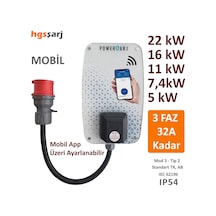 Powerşarj 22Kw, 16Kw, 11Kw, 7,4Kw, 5Kw Mobil Şarj Cihazı