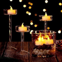 Sna Pilli Led Tealight T-light Mum Pilli Mum Led Işık Sıcak Sarı Renk Dekorasyon Süsleme Düğün Kına Organizasyon 6 .