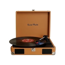 Record Master Rm-311 Pikap - Kahverengi - Tüm Plaklar İle Uyumlu - Priz Ve Powerbanke Takılarak Kullanım - Universal İğneli Kahverengi