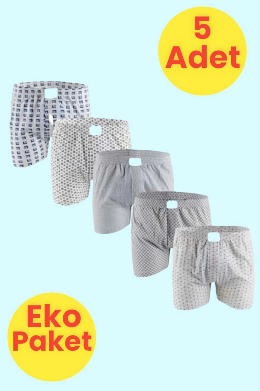 Tezzgelsin Erkek Eko Paket 5'li Emprime Boxer Çok Renkli
