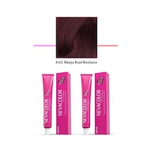 Hubrendy Tedarik 2 Li Set Premium 4.65 Akaju Kızıl Kestane - Kalıcı Krem Saç Boyası 2 X 50 G Tüp