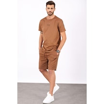 Madmext Kahverengi Oversize Erkek Şort Takımı 5376