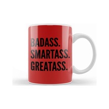 Deadpool Badass Smartass Greatass Funny Joke Deadpool Parody Kupa Bardak Porselen Karışık