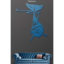 Yunus Balığı Metal Duvar Tablosu - Metal Duvar Sanatı - Mavi - 21 X 30 Cm