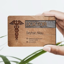 Kişiye Özel Mesleki Doktor Ahşap Kartvizit (Model 3) 50 Adet