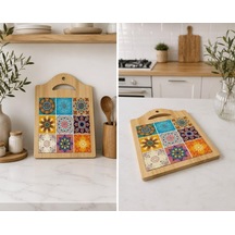 Bambu Desenli Kesme Tahtası Bambu Desen, Mutfak Kullanımı Çok Renkli