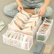 Bej Dolap Organizatör Saklama Kutusu Katlanabilir İç Organizatörler Depolama Bölücüler Çekmece Organizatör Kot Dolap Organizatör Giysileri 1 11 Grids Bej