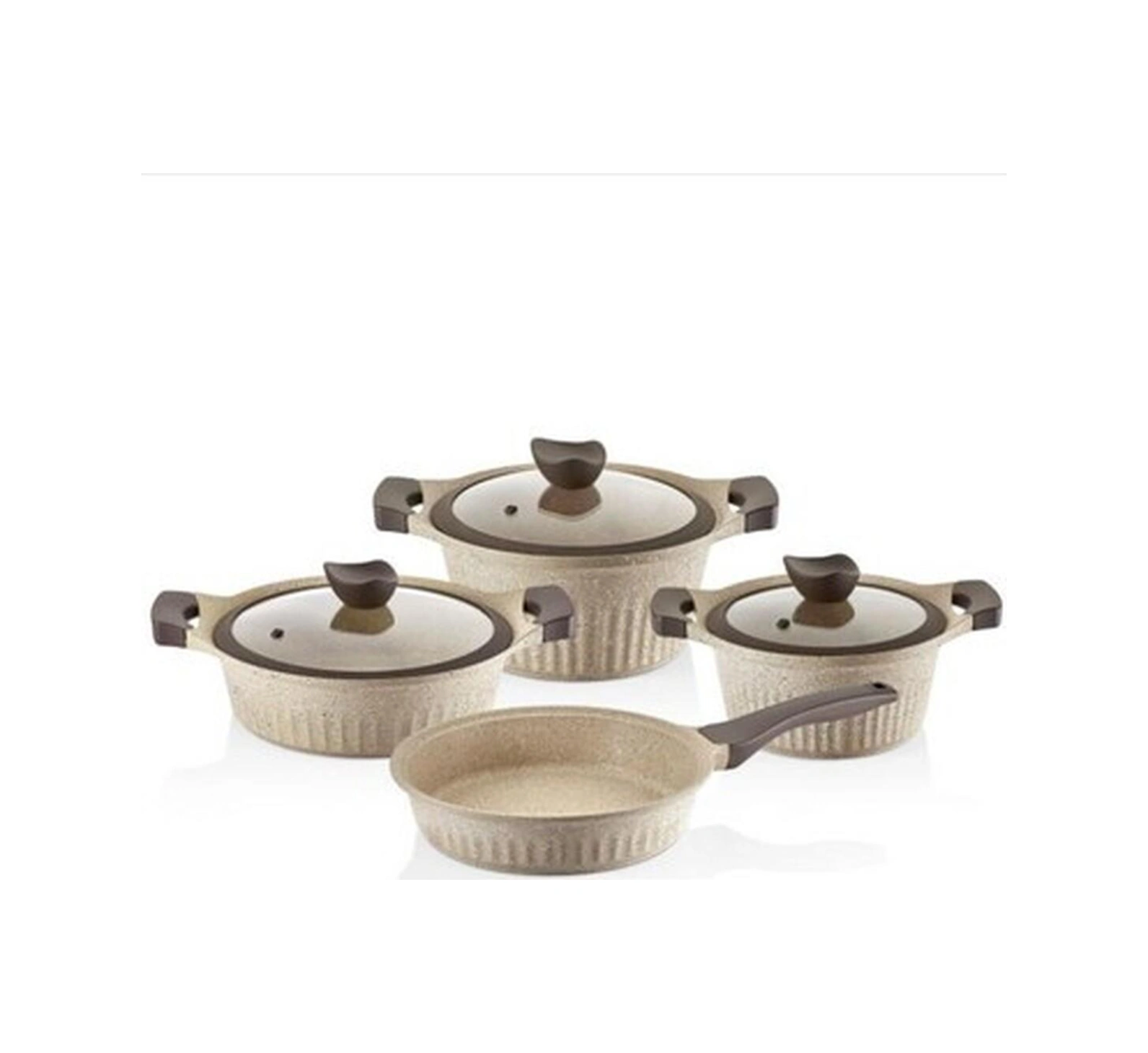 Falez Cool Line Creamy 7 Parça Granit Tencere Seti Bakır - Siyah