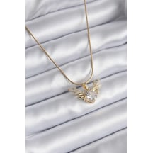 Mey İthalat 316l Çelik Gold Renk Zirkon Taşlı Boynuz Model Kadın Kolye - Özel Seri Meyeb659fdbd408bd30dd3009f715
