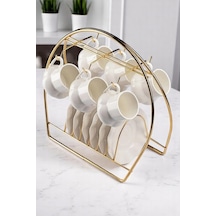 Fincan Askılığı Standı, 6'lı Kahve Fincan Askılığı Stand, Gold Fincanlık Metal Sarı Tr Diğer