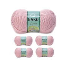 5 Adet Vizon Premium Akrilik El Örgü İpi Yünü Renk No:10275 Pembemsi Pudra