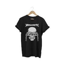 Heavy Metal Unisex Megadeth Skull Baskılı %100 Pamuk Regular Fit Bisiklet Yaka Siyah T-shirt Siyah