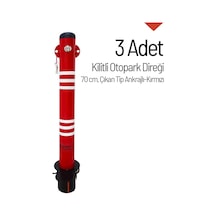 Kilitli Otopark Direği 70 Cm, Çıkan Tip Ankrajlı Park Bariyeri 3 Adet-3980