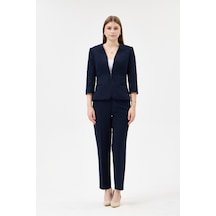 Velnara Moda Lacivert Zamansız Klasik Kadın Takım Elbise-v Yaka Ceket & Dar Paça Pantolon Lacivert - 927044721 Lacivert