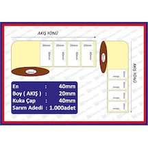 Barkod Etiketi Eko Termal Kuşe 1 Adet1000 Sarım 40x20