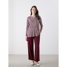 Lcw Modest Bordo Beli Lastikli Geniş Paça Kadın Pantolon