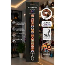 Köpek Sevk Kayışı 1,2 Metre Ayarlanabilir 360 Derece Döner Metal Kancalı - Etnik Desenli