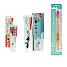 Organicadent Doğal Diş Macunu Misvak ve Propolis Özlü 105 G + Kids 70 G + Dentbo Bambu Diş Fırçası Lila