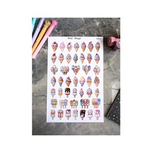 Kawaii Sevimli Dondurmalar Sticker Sayfası 45 Adet 17x25 cm