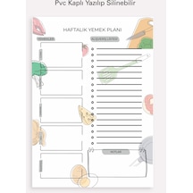 Yemek Liste Haftalık Planlayıcı Ve Alışveriş Listesi A4 Pvc Kaplı Çok Renkli