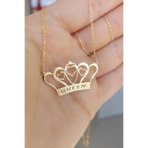 925 Ayar Gümüş 24 Ayar Altın Kaplama Kraliçe Tac Kolye