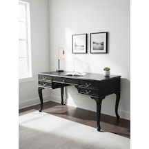 Throne Fransız Still Çekmeceli Ahşap Çalışma Masası 75x140 Siyah