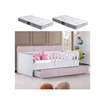 Yavrulu Karyola, Mira Yavrulu Montessori Karyola + 2 Adet Comfort Yatak Pembe-90 X 190