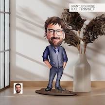 Bk Gift Kişiye Özel Boss Baba Karikatürlü Büyük Boy Ahşap Biblo-2 Arkadaşa Hediye , Sevgiliye Hediye, Kişiye Özel Biblolar