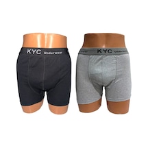Kyc Shopping 2 Adet Siyah-gri Karışık Renk Pamuklu Likralı Penye Esnek Kumaş Boxer