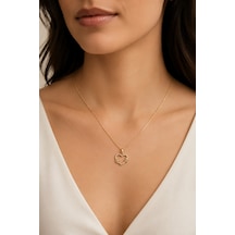 Balenbi Jewelry Kadın Taşlı Kalp Ve Kelebek Figürlü Kararmaz Çelik Kolye 14k Gold 1154 Altın