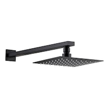 Fause Ankastre Duş Başlığı Borulu Kare Slim Metal 25 X 25 Cm Siyah