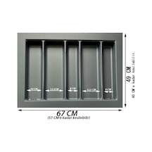 Demax Çekmece Içi Kepçelik 67x49 Cm 60x40 Cm E Kadar Kesilebilir Gri