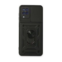 Newface - 752 - Samsung Galaxy A22 Kılıf Pars Lens Yüzüklü Silikon - Edntrend - - Siyah Sıyah