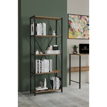 Rosa 5 Raflı Metal Kitaplık Ceviz Kahverengi