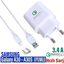 Samsung Galaxy Uyumlu A30 Şarj Aleti - A30s Şarj Cihazı Ve Kablo Hızlı Şarj