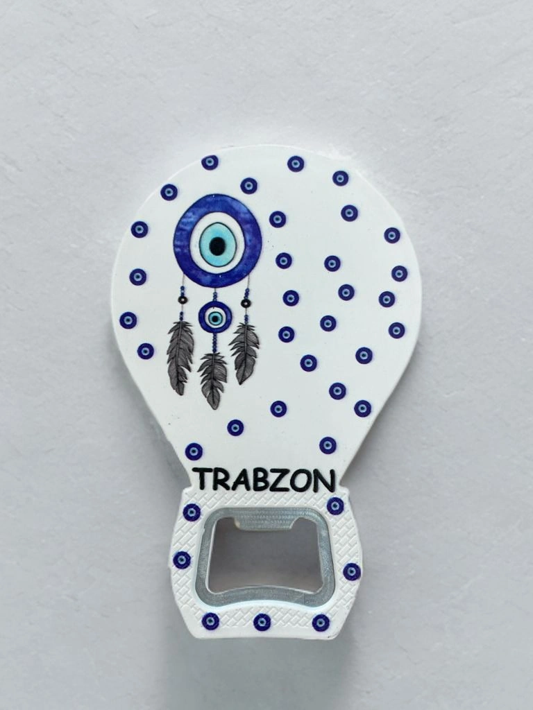 Trabzon Temalı Nazar Baskılı Magnet Şişe Açacağı Buzdolabı Süsü Kod:901