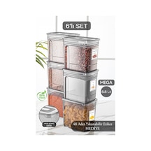 Meleni Home 6'lı Lena Jumbo Set- Un Ve Bakliyat Şeker Erzak Saklama Kabı - Dolap Kiler Düzenleyici Kutu 6x5,5 Lt