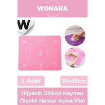 Hijyenik Pratik Silikon Hamur Açma Matı Ölçekli Kaymaz Gıda Kullanımına Uygun Tabanlık 50x40cm