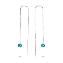 Vaoov 925 Ayar Gümüş Zincirli Nazar Küpe N11.95243