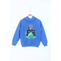 Toontoy Kids Toontoy Erkek Çocuk Boks Eldivenli Boğa Baskılı Sweatshirt Saks