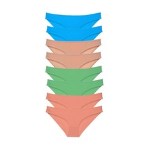 8 Adet Süper Eko Set Likralı Kadın Slip Külot Ten Pudra Yeşil Mav Çok Renkli