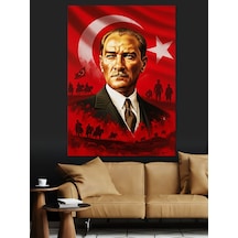 Ahşap Tablo Kırmızı Zemin Atatürk Portresi