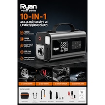 10in1 Akü Takviye Cihazı 2000a 150 Psı Dijital Lastik Şişirme Kompresörü Powerbank Led Fener Ry-p10