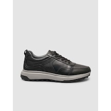 Hakiki Deri Bağıcıklı Siyah Erkek Sneaker Siyah